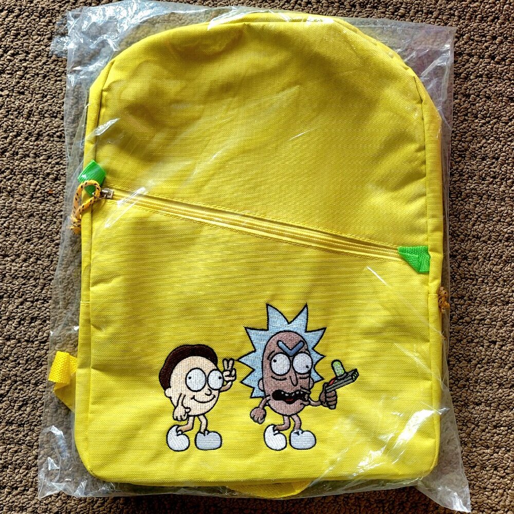 NEW - Rick and Morty Yellow Backpack - San Diego Comic-Con
